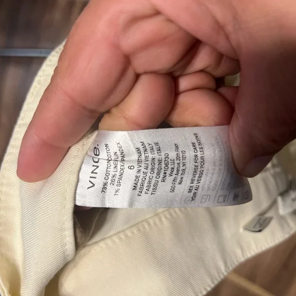 Vince Cropped Wide Leg Pants Cream Linen Blend Culotte Minimalist Size 6 - Picture 4 of 11